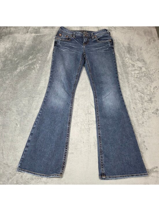 Silver Jeans Denim - Silver Jeans Womens 28X33 Blue Aiko Bootcut Distressed Western Glove Works